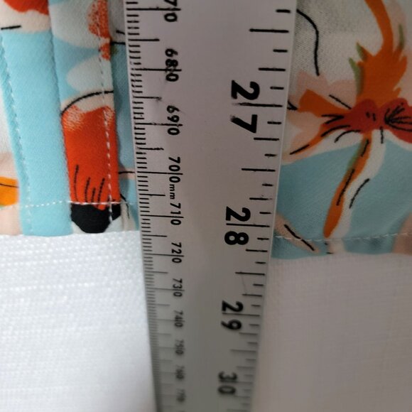 Fun2Fun Top Size 2XL Pull Over V Neck Short Sleeve Aqua Blue Floral - Picture 4 of 9